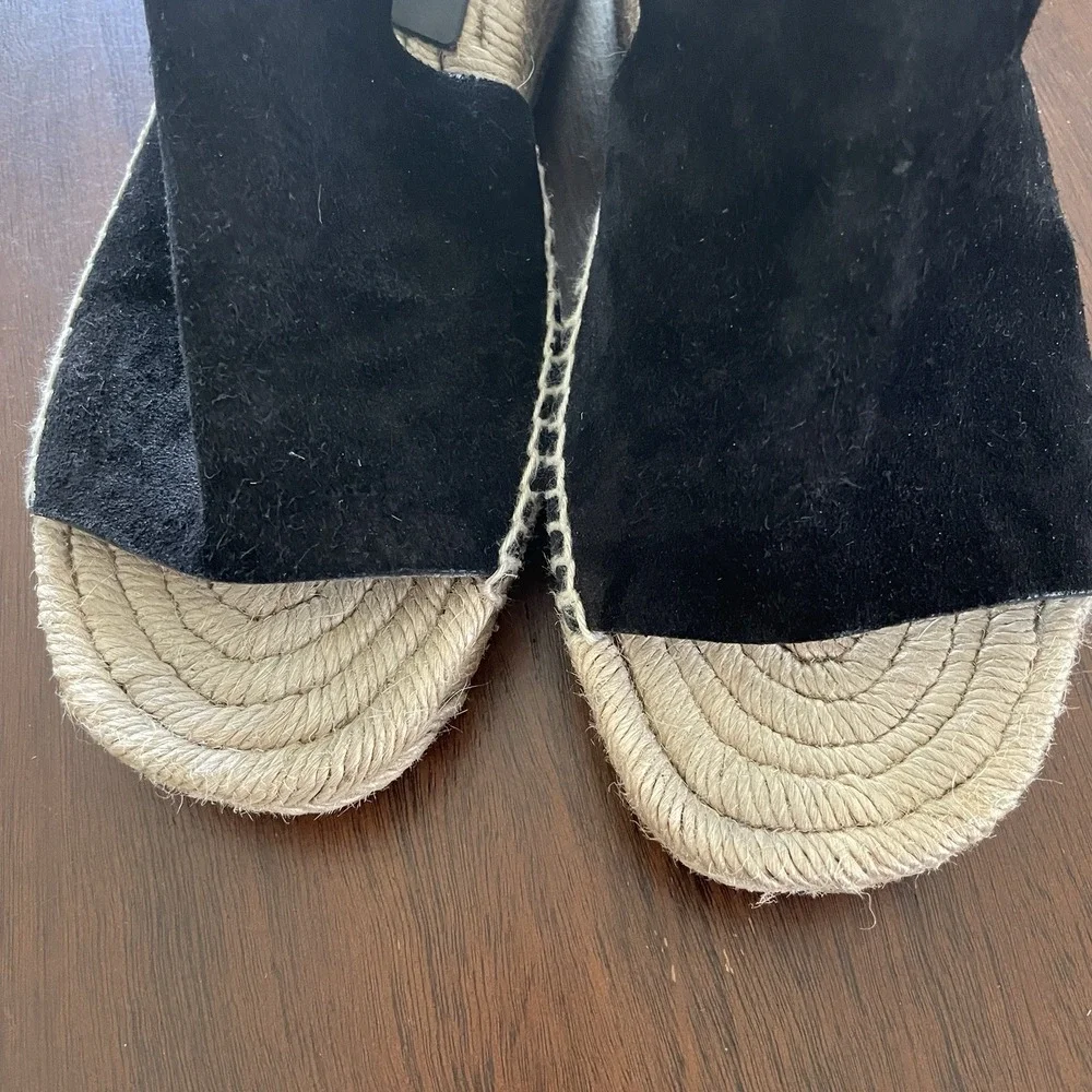 Rag & Bone Calla Espadrille Wedge Sandal Women 38.5 US 8.5‎ $395 Black Suede